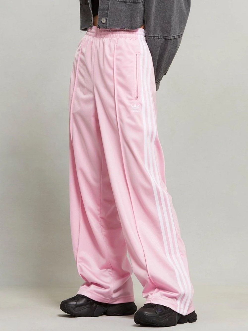 Adidas Pink Satin Track Pants with Trefoil Logo Size Large